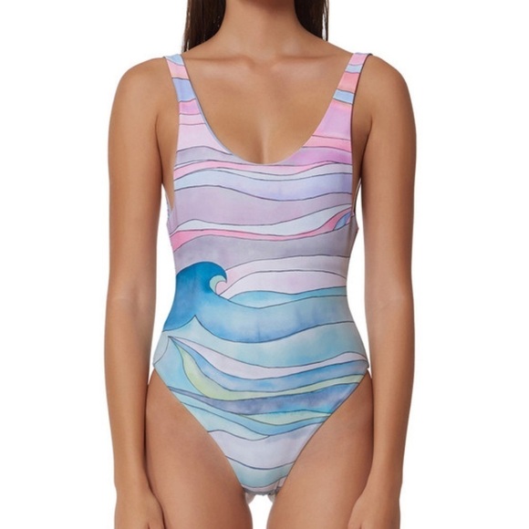 Mara Hoffman One Piece Swimsuit in Waves print size XS - Picture 1 of 8